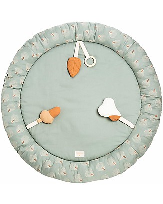Nobodinoz Tappeto Gioco Growing Green Foresta - Bianco Gatsby/Verde Cotone Bio Tappeti Gioco