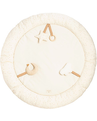 Nobodinoz Tappeto Gioco Growing Green Sky - Pois Miele/Naturale Cotone Bio Tappeti Gioco