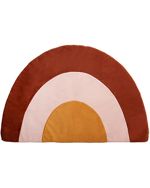 Nobodinoz Tappeto Gioco in Velluto - Arcobaleno Marrone - 105x70 Cuscini Arredo
