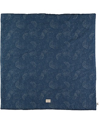Nobodinoz Tappeto Gioco Quadrato Colorado, Gold Bubble/Blu - 100x100 cm - Cotone bio Tappeti