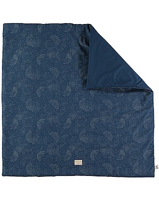 Nobodinoz Tappeto Gioco Quadrato Colorado, Gold Bubble/Blu - 100x100 cm - Cotone bio Tappeti