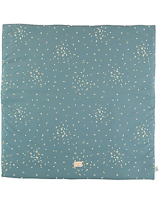 Nobodinoz Tappeto Gioco Quadrato Colorado, Gold Confetti/Verde - 100x100 cm - Cotone bio Tappeti