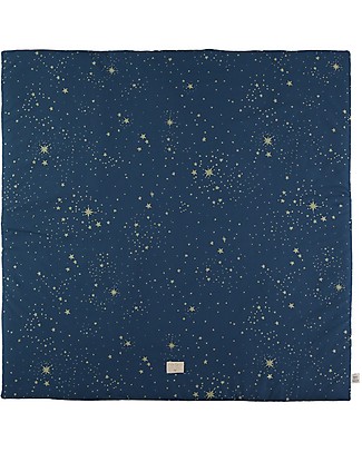Nobodinoz Tappeto Gioco Quadrato Colorado, Gold Stella/Blu - 100x100 cm - Cotone bio Tappeti