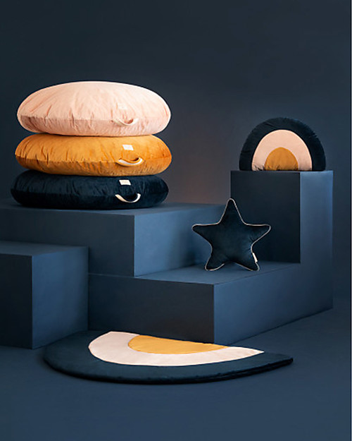 Nobodinoz Tappeto Giocoin Velluto - Arcobaleno Blu Notte - 105x70 cm Cuscini Arredo