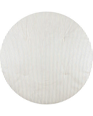 Nobodinoz Tappeto Rotondo Fluffy - Righe Blu/Natural -110x6 cm - Cotone Bio Tappeti Gioco Imbottiti