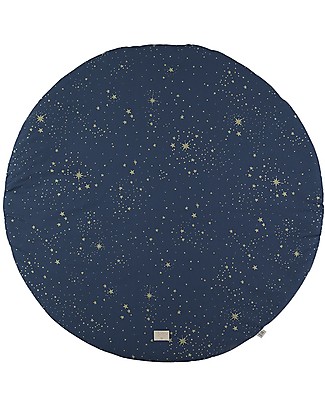 Nobodinoz Tappeto Rotondo Luna Piena Small, Gold Stella/Blu - 105 cm - Cotone bio Tappeti