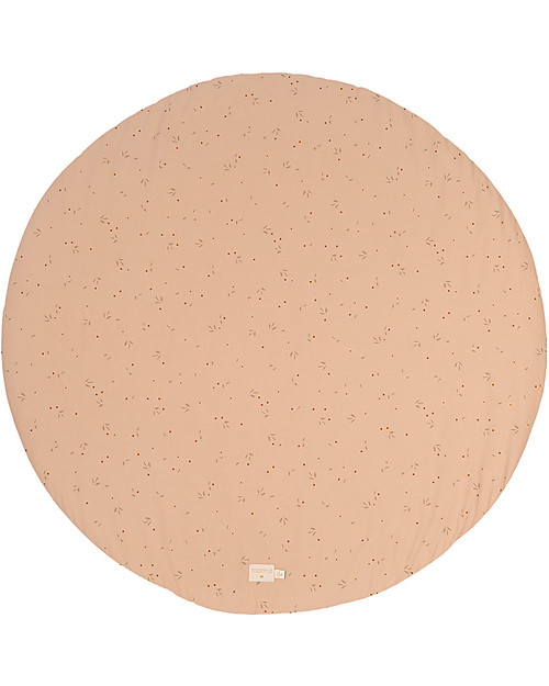Nobodinoz Tappeto Rotondo Luna Piena Small - Willow Dune - 105 cm - Cotone Bio Tappeti Gioco Imbottiti