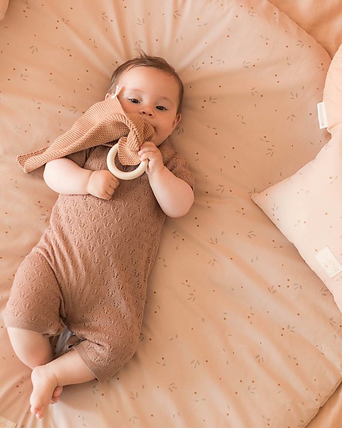 Nobodinoz Tappeto Rotondo Luna Piena Small - Willow Dune - 105 cm - Cotone Bio Tappeti Gioco Imbottiti