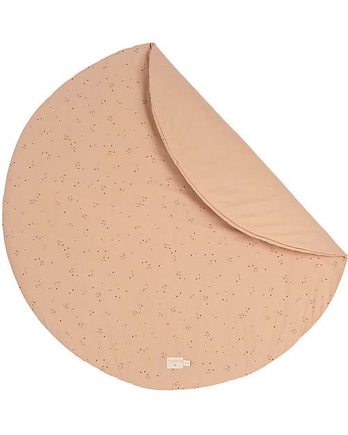 Nobodinoz Tappeto Rotondo Luna Piena Small - Willow Dune - 105 cm - Cotone Bio Tappeti Gioco Imbottiti