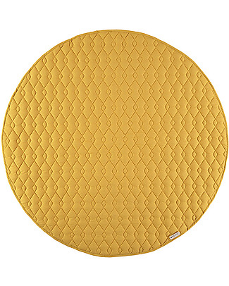Nobodinoz Tappeto Rotondo Trapuntato Kiowa, Giallo - 105 cm - Cotone bio Tappeti_