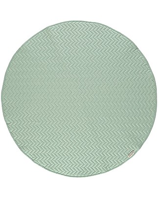 Nobodinoz Tappeto Rotondo Trapuntato Kiowa, Verde - 105 cm - Cotone bio Tappeti