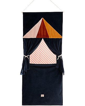 Nobodinoz Teatro Portatile, Blu Notte - 72 x 163 cm - Velluto Ecologico Giochi Per Inventare Storie