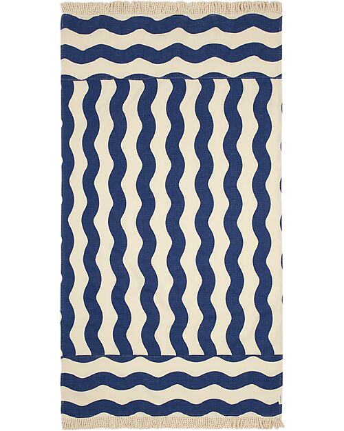 Nobodinoz Telo Asciugamano Mare Portofino - Blu Waves Waffle - Cotone Bio
 Accappatoi e Asciugamani