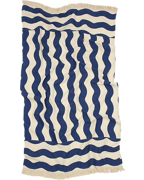 Nobodinoz Telo Asciugamano Mare Portofino - Blu Waves Waffle - Cotone Bio
 Accappatoi e Asciugamani