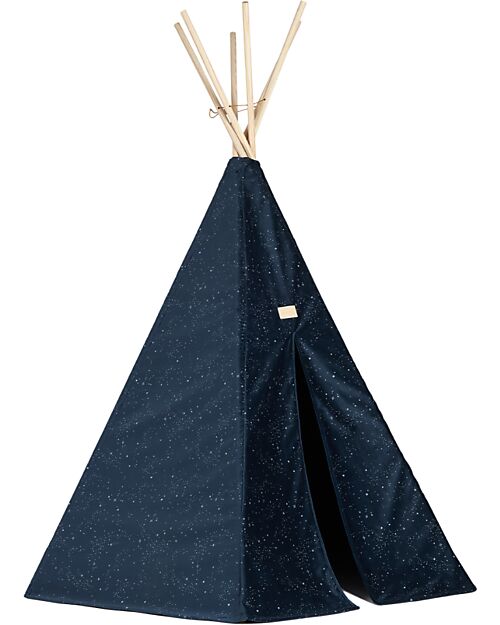 Nobodinoz Tenda Arizona - Blu Notte e Argento - 128x158 cm - Eco-Velluto Tende Gioco