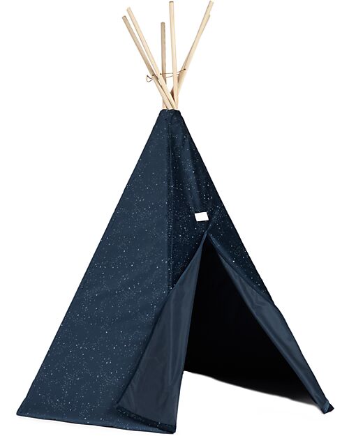 Nobodinoz Tenda Arizona - Blu Notte e Argento - 128x158 cm - Eco-Velluto Tende Gioco