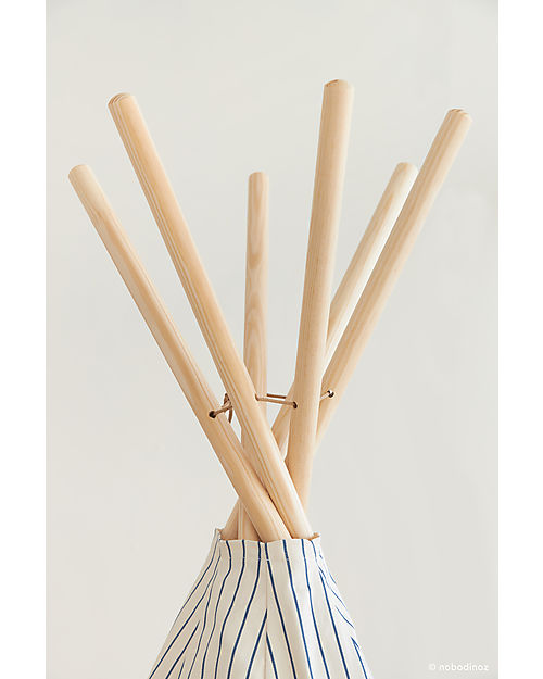 Nobodinoz Tenda Tipi Arizona - Righe Blu/Natural - Cotone bio e legno di pino Tende Gioco