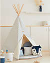 Nobodinoz Tenda Tipi Arizona - Righe Blu/Natural - Cotone bio e legno di pino Tende Gioco