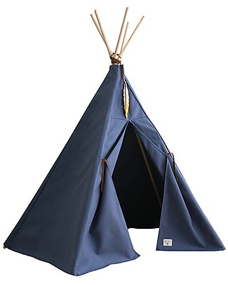 Nobodinoz Tenda Tipi Nevada, Aegean Blu - Cotone bio e legno Tende Gioco