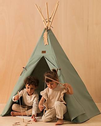 Nobodinoz Tenda Tipi Nevada - Eden Green - Cotone Bio e Legno Tende Gioco