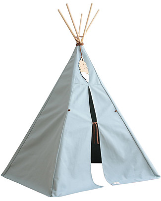 Nobodinoz Tenda Tipi Nevada - Riviera Blu - Cotone bio e legno Tende Gioco