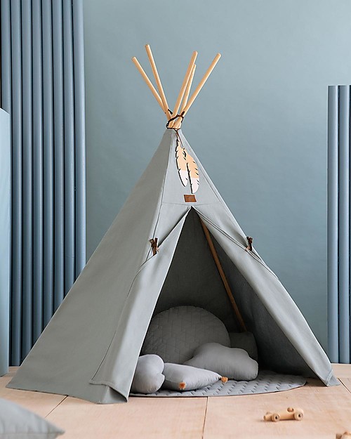 Nobodinoz Tenda Tipi Nevada - Riviera Blu - Cotone bio e legno Tende Gioco