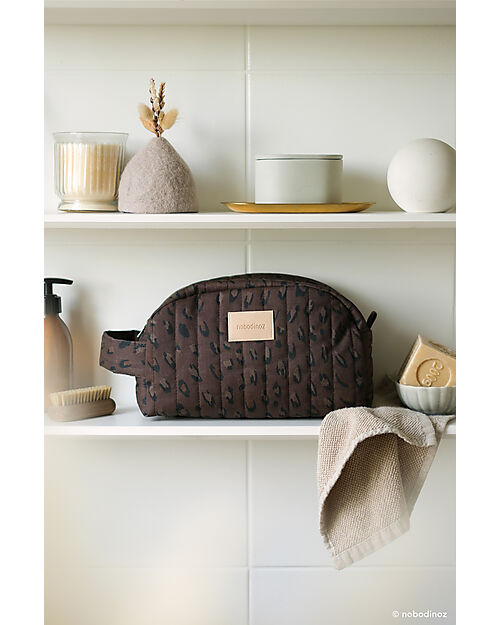 Nobodinoz Trousse Impermeabile Hyde Park - Leonie Brown - Cotone Bio Trousse e Pochette