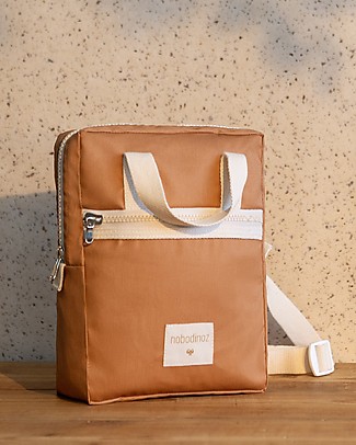 Nobodinoz Zainetto Sunshine 20x24x8 cm - Cannella - Cotone bio Idrorepellente Zaini Asilo