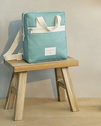 Nobodinoz Zainetto Sunshine 20x24x8 cm - Verde Eden - Cotone bio Idrorepellente Zaini Asilo