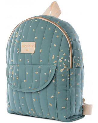 Nobodinoz Zainetto Too Cool, Gold Confetti/Verde - 100% Cotone bio Zainetti