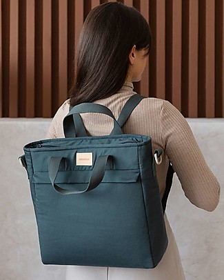 Nobodinoz Zaino Cambio Impermeabile Baby on the Go - Blu - Cotone Bio Borse Cambio e Accessori