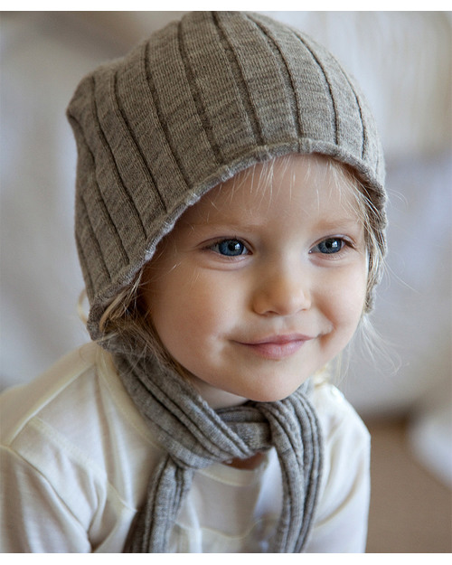 Nui Organics Baby Cappello e Sciarpa Grigio - Lana Merino Bio (Per la mamma indaffarata!) Cappelli Invernali
