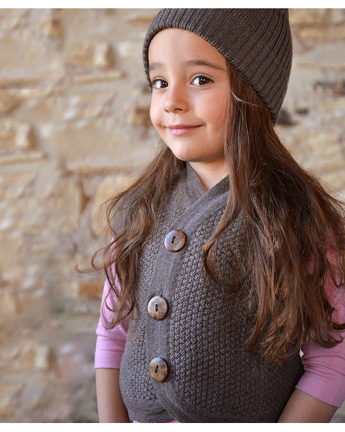 Nui Organics Gilet con Bottoni Cacao - Lana Merino Bio (caldo e non pizzica) Cardigan