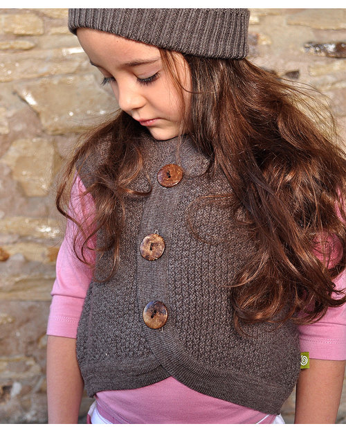 Nui Organics Gilet con Bottoni Cacao - Lana Merino Bio (caldo e non pizzica) Cardigan