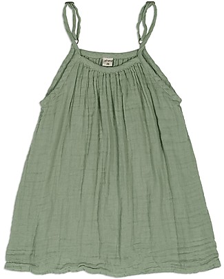 Numero 74 Abito Bimba Mia (1-2 e 3-4 anni) - Verde Salvia - Doppia Mussola di Cotone bio Vestiti_