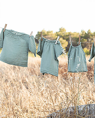 Numero 74 Abito Bimba Mia (5-8 anni) - Verde Salvia - Doppia Mussola di Cotone bio Vestiti_