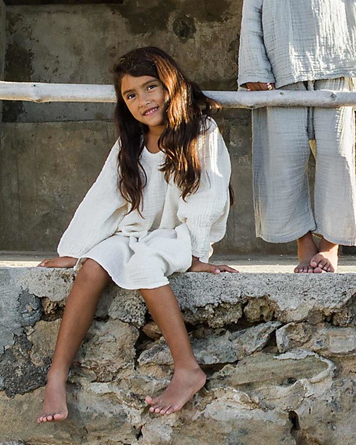 Numero 74 Abito Bimba Nina - Bianco - Doppia Mussola di Cotone Vestiti_