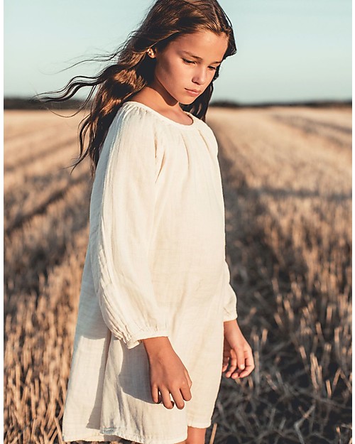 Numero 74 Abito Bimba Nina, Cipria (1-2 e 3-4 anni) - Doppia Mussola di Cotone Vestiti_