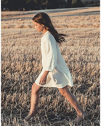 Numero 74 Abito Bimba Nina, Cipria (5-6 anni) - Doppia Mussola di Cotone Vestiti_