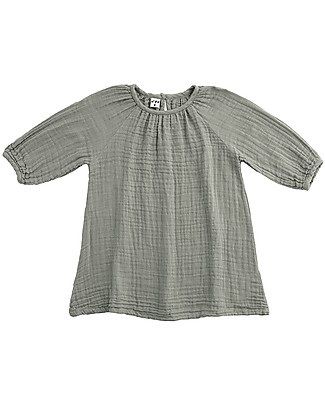 Numero 74 Abito Bimba Nina - Grigio Argento - Doppia Mussola di Cotone Vestiti_