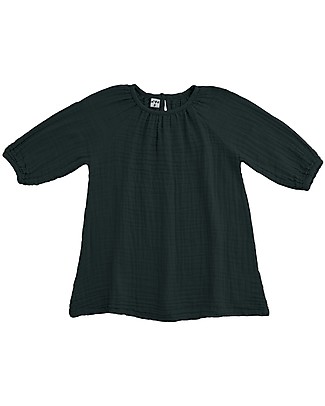 Numero 74 Abito Bimba Nina, Grigio Scuro - Taglia XL (7-8 anni)- Doppia Mussola di Cotone Vestiti_