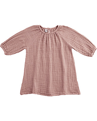 Numero 74 Abito Bimba Nina, Rosa Antico (1-2 e 3-4 anni) - Doppia Mussola di Cotone Vestiti_