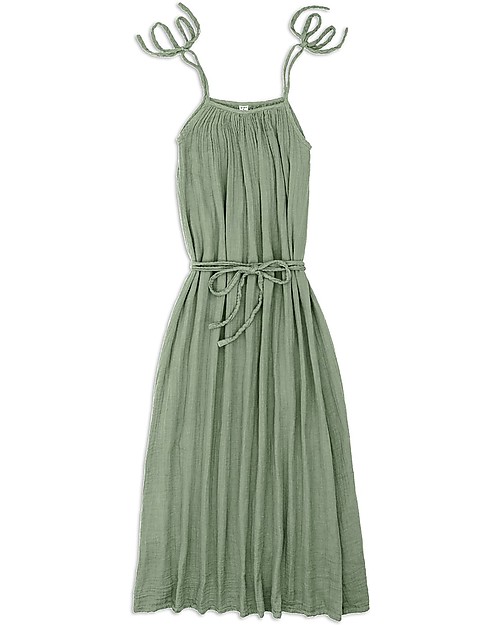 Numero 74 Abito Lungo Donna Mia - Verde Salvia - Doppia Mussola di Cotone Vestiti_