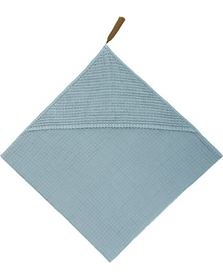 Numero 74 Accappatoio Baby con Cappuccio 80x80 cm, Celeste - 100% Cotone Bio Nido D'Ape Accappatoi e Asciugamani