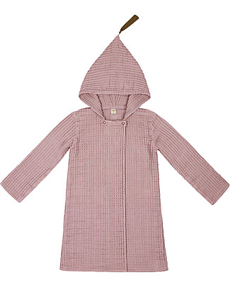 Numero 74 Accappatoio Bimbo Joy con Cappuccio, Rosa Antico - 100% Cotone bio nido d'ape (3-5 anni) Accappatoi e Asciugamani