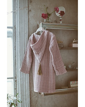 Numero 74 Accappatoio Bimbo Joy con Cappuccio, Rosa Antico - 100% Cotone bio nido d'ape (3-5 anni) Accappatoi e Asciugamani