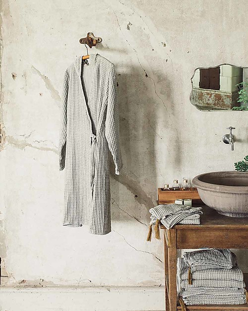 Numero 74 Accappatoio Donna Joy, Argento - 100% Cotone Bio Nido d'Ape Accappatoi e Asciugamani