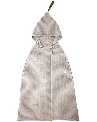 Numero 74 Accappatoio Poncho Bimbo con Cappuccio, Cipria - 3-5 anni - 100% Cotone bio nido d'ape Accappatoi e Asciugamani