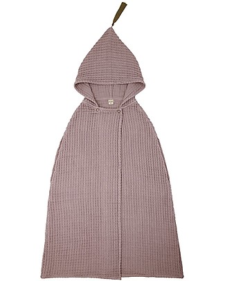 Numero 74 Accappatoio Poncho Bimbo con Cappuccio, Rosa Antico - 3-5 anni - 100% Cotone bio nido d'ape Accappatoi e Asciugamani
