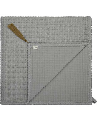 Numero 74 Asciugamano in Cotone Bio a Nido d'Ape - Argento - 70x140 cm Accappatoi e Asciugamani